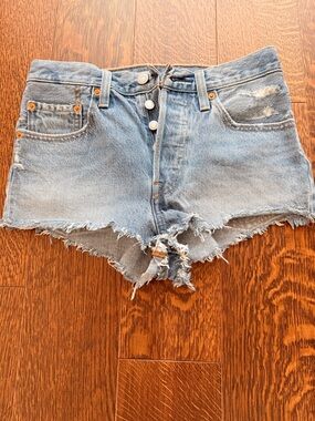 Levi's Light Blue Distressed Denim Cutoff Shorts